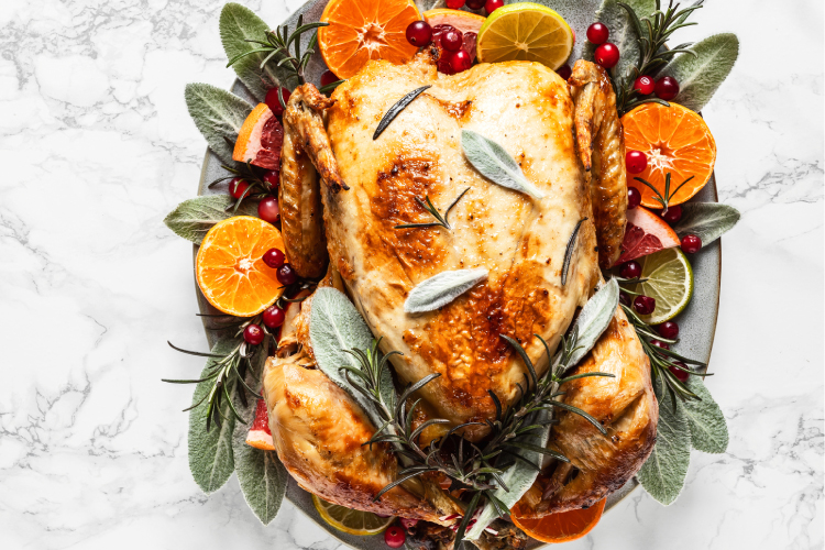 roast turkey with cranberry, macadamia and sage stuffing